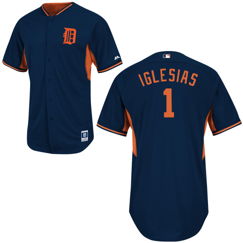 Jose Iglesias #1 Youth Baseball Jersey-Detroit Tigers Authentic 2014 Navy Road Cool Base BP MLB Jersey